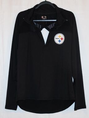 New Era Pittsburgh Steelers Women's Black Active Qtr Zip Pullover. Large.